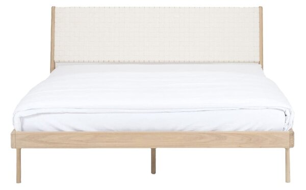 Krevet od punog hrasta s bijelim uzglavljem Gazzda Fawn, 180 x 200 cm