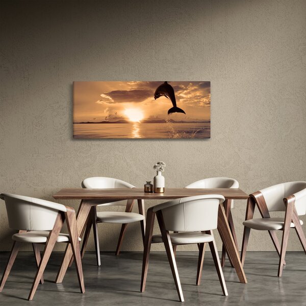 Slika - Delfin na zalasku sunca (120x50 cm)