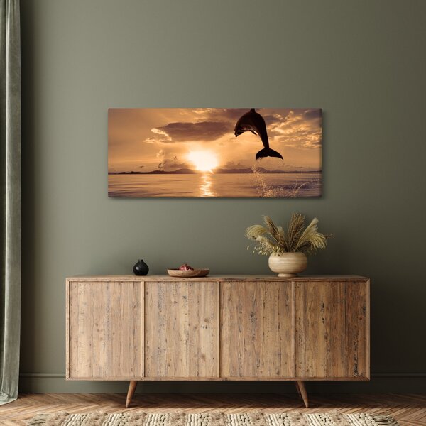 Slika - Delfin na zalasku sunca (120x50 cm)