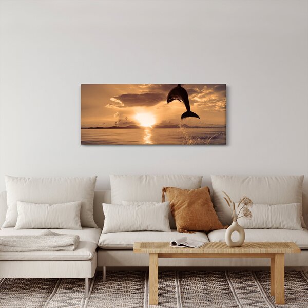 Slika - Delfin na zalasku sunca (120x50 cm)