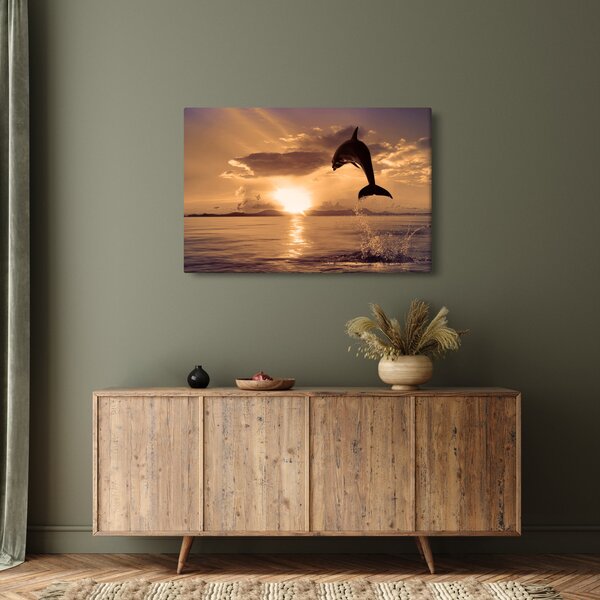 Slika - Delfin na zalasku sunca (90x60 cm)
