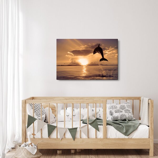Slika - Delfin na zalasku sunca (90x60 cm)