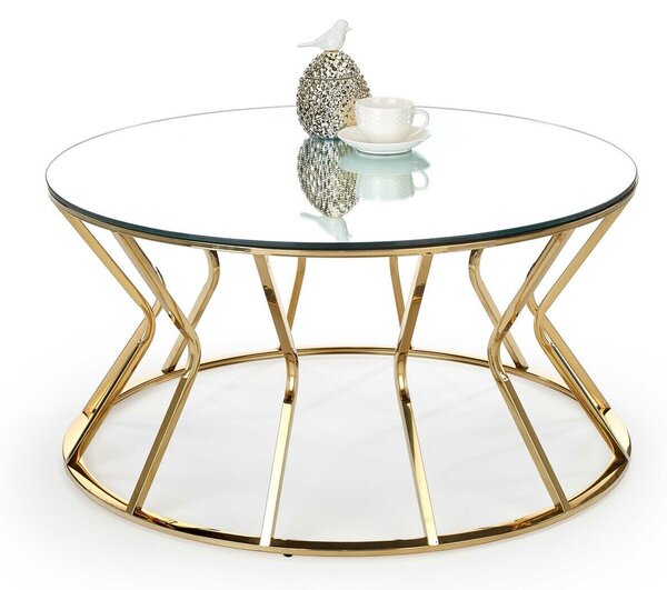 Stolić za kavu Houston 1502 Zlatna, 46cm, Staklo, Krug