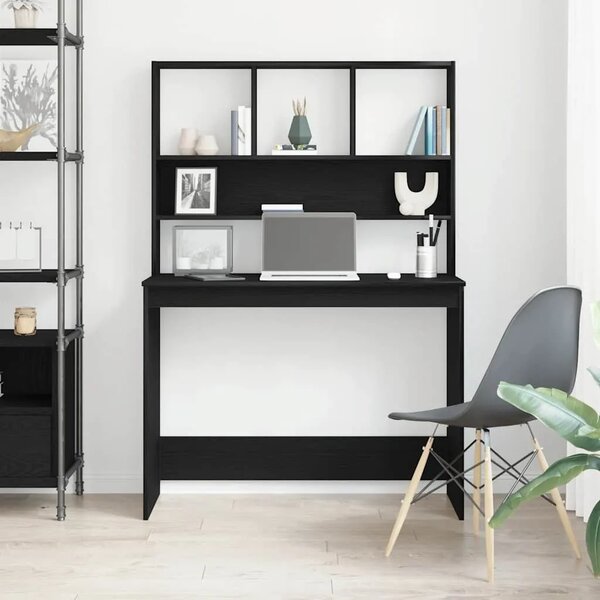 Radni stol s policama Crni hrast 102x45x148 cm Konstruirano drvo - Crni hrast