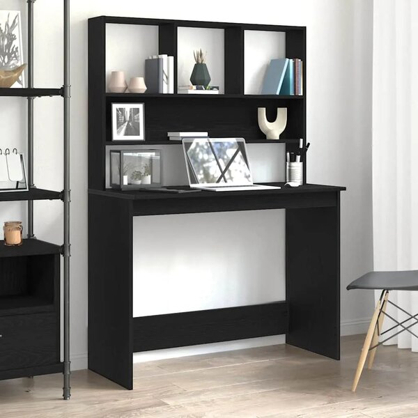 Radni stol s policama Crni hrast 102x45x148 cm Konstruirano drvo - Crni hrast