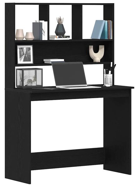 Radni stol s policama Crni hrast 102x45x148 cm Konstruirano drvo - Crni hrast