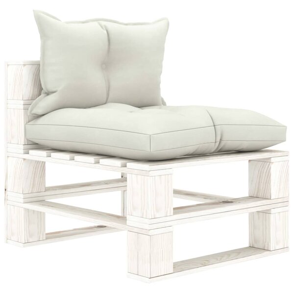 VidaXL Vrtna središnja sofa od paleta s bež jastucima drvena