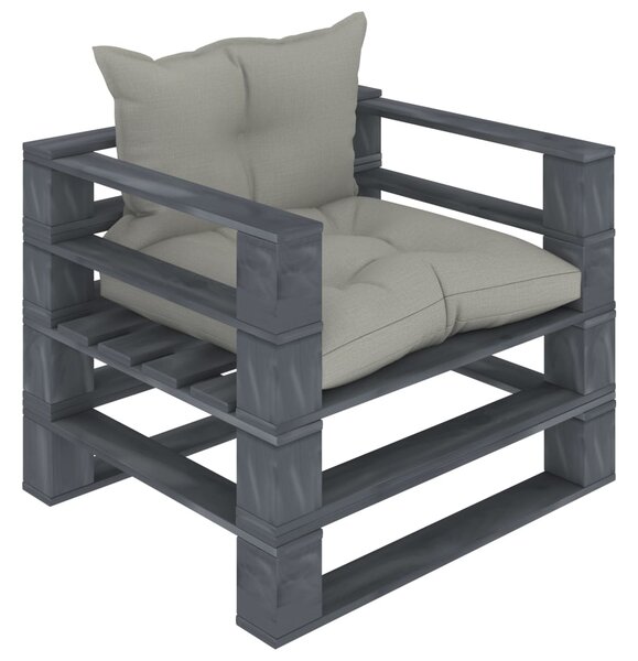 VidaXL Vrtna sofa od paleta sa smeđe-sivim jastucima drvena