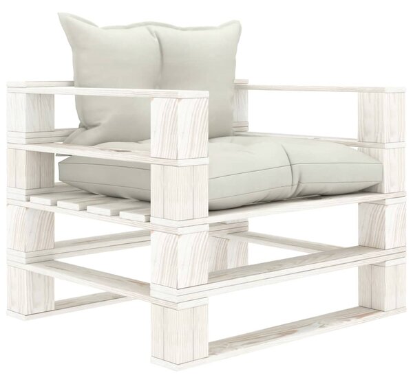 VidaXL Vrtna sofa od paleta s bež jastucima drvena