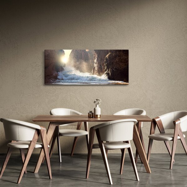 Slika - Stijene i valovi oceana (120x50 cm)