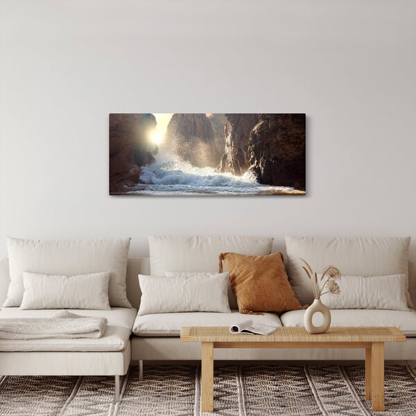 Slika - Stijene i valovi oceana (120x50 cm)