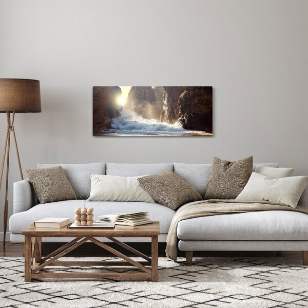 Slika - Stijene i valovi oceana (120x50 cm)