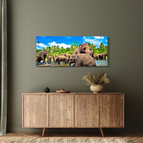 Slika - Slonovi, Šri Lanka (120x50 cm)