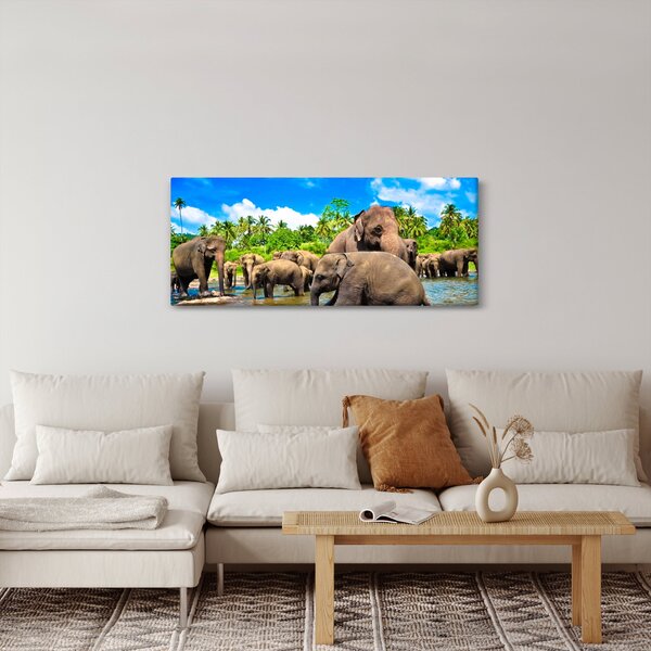 Slika - Slonovi, Šri Lanka (120x50 cm)