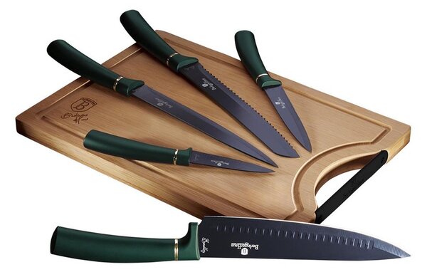 BerlingerHaus - Set noževa od nehrđajućeg čelika 5kom zelena s daskom za rezanje od bambusa