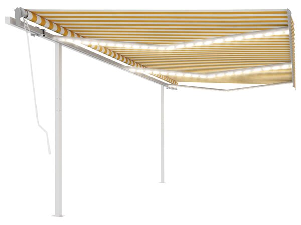 VidaXL Automatska tenda sa senzorom za vjetar LED 6 x 3 m žuto-bijela