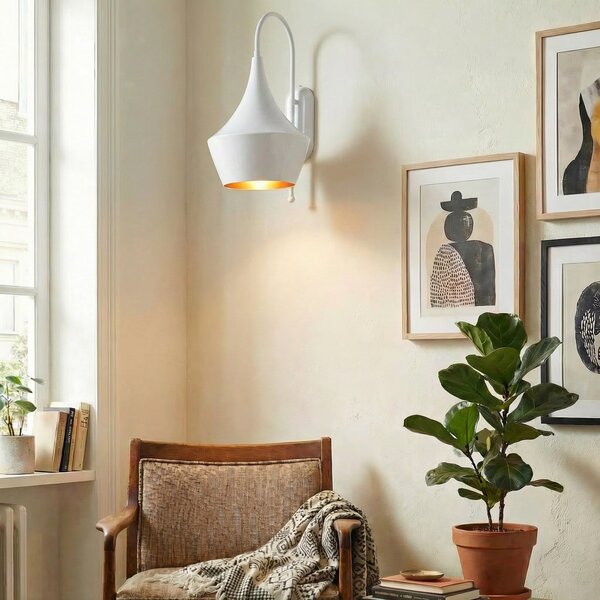 ROYALTECH Zidna lampa Olaf, bijela, metalna, visina 48 cm, prigušiva, Bijela, Dnevni boravak/blagovaonica, Metal