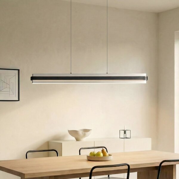 Lucande LED viseća svjetiljka Tarnin, crna/nikal, 98 cm, prigušiva, Crno, Dnevni boravak/blagovaonica, Metal