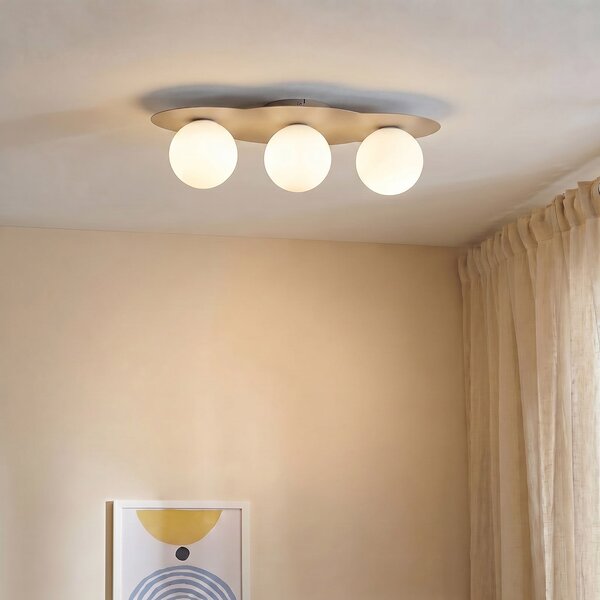 TK Lighting Stropna svjetiljka Cloud, bež, 3 žarulje, staklo, duljina 51 cm, G9, prigušiva, Bež, rasadnik, Staklo