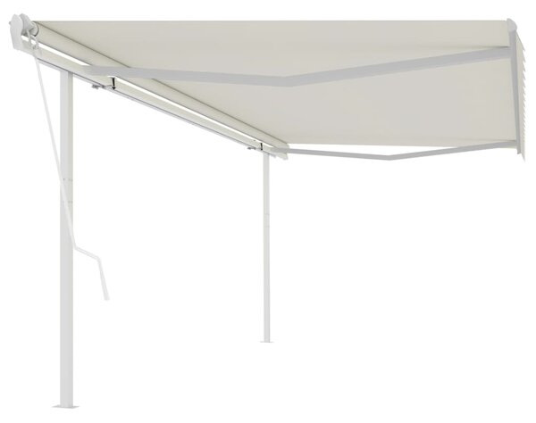 VidaXL Automatska tenda na uvlačenje sa stupovima 5x3 m krem