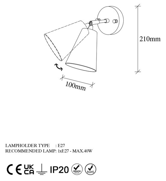 Zidna lampa Evander - 13191