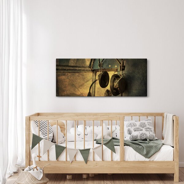 Slika - Vintage avionske slušalice (120x50 cm)