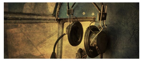 Slika - Vintage avionske slušalice (120x50 cm)