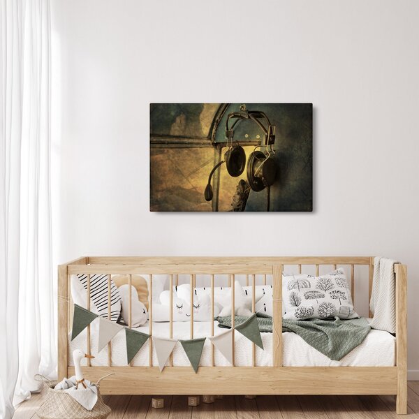 Slika - Vintage avionske slušalice (90x60 cm)