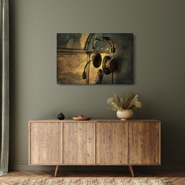 Slika - Vintage avionske slušalice (90x60 cm)
