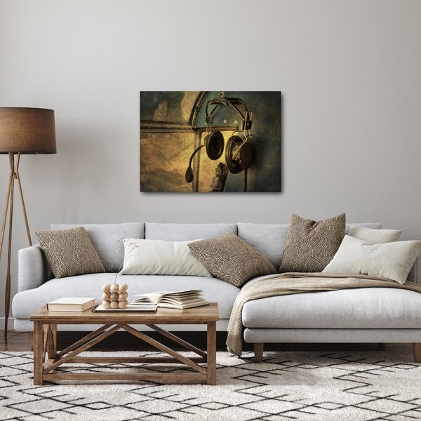Slika - Vintage avionske slušalice (70x50 cm)
