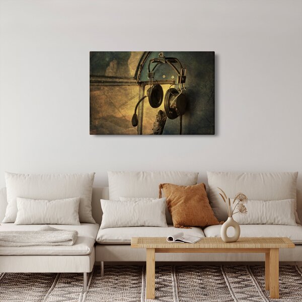 Slika - Vintage avionske slušalice (90x60 cm)