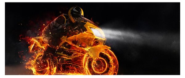 Slika - Motociklist s plamenom (120x50 cm)