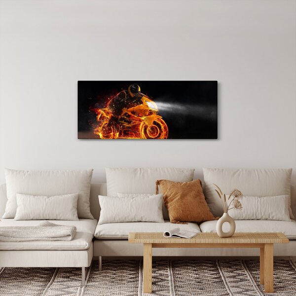 Slika - Motociklist s plamenom (120x50 cm)