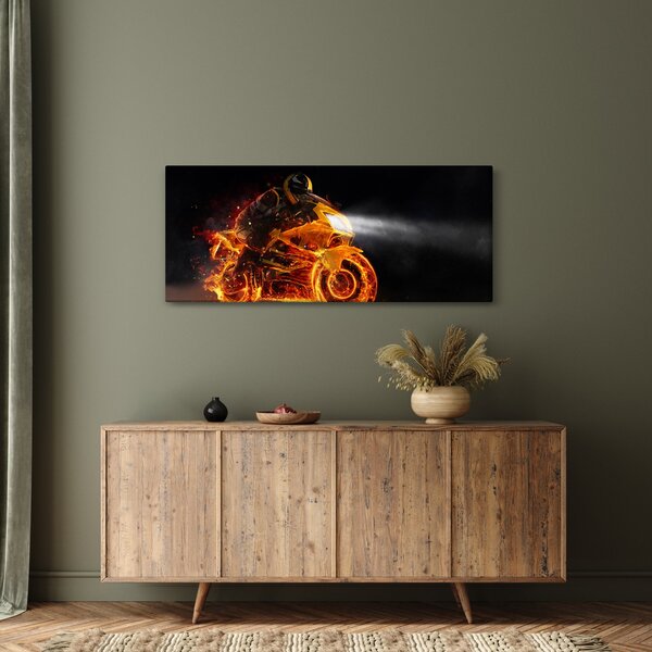Slika - Motociklist s plamenom (120x50 cm)