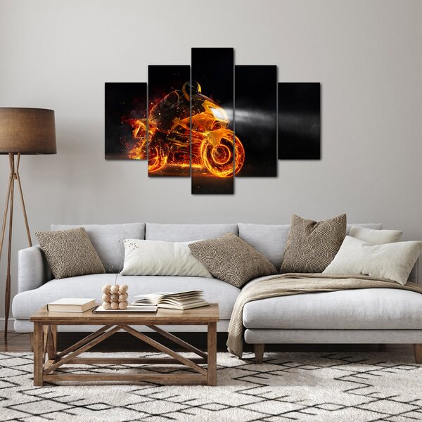 Slika - Motociklist s plamenom (150x105 cm)