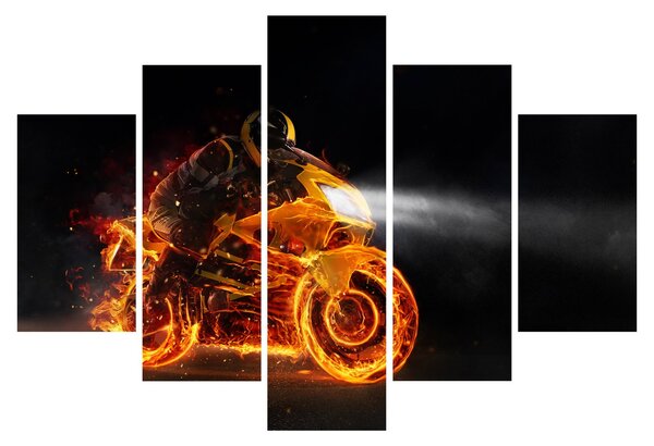 Slika - Motociklist s plamenom (150x105 cm)