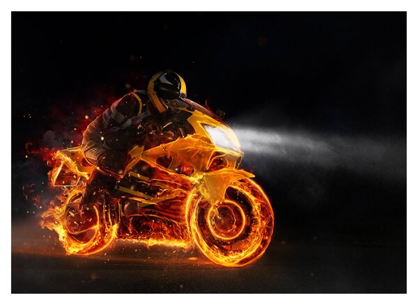 Slika - Motociklist s plamenom (70x50 cm)
