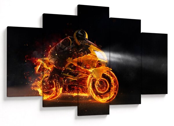 Slika - Motociklist s plamenom (150x105 cm)
