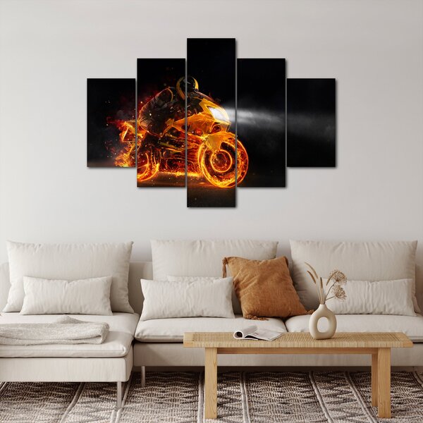 Slika - Motociklist s plamenom (150x105 cm)