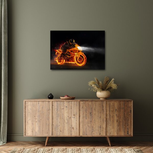 Slika - Motociklist s plamenom (70x50 cm)