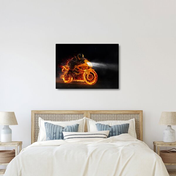 Slika - Motociklist s plamenom (70x50 cm)