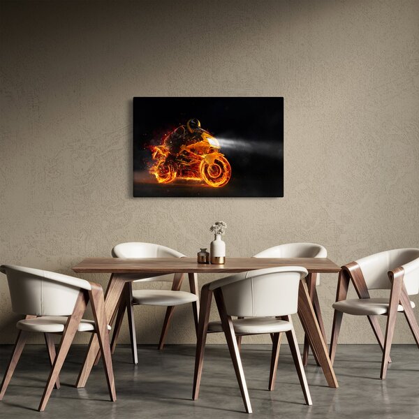 Slika - Motociklist s plamenom (90x60 cm)