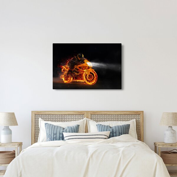 Slika - Motociklist s plamenom (90x60 cm)