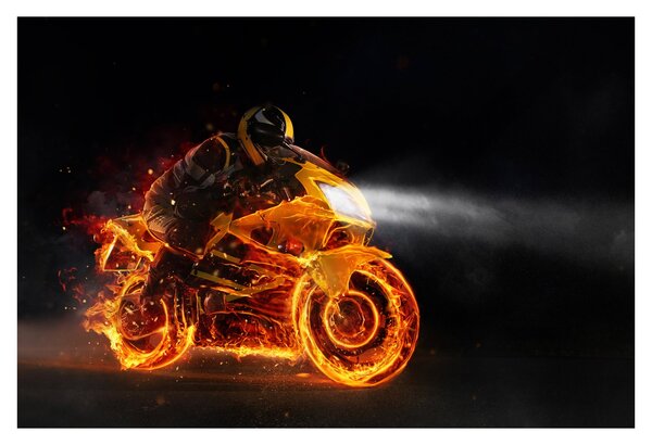 Slika - Motociklist s plamenom (90x60 cm)