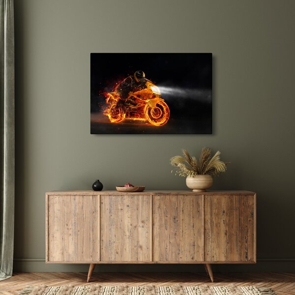 Slika - Motociklist s plamenom (90x60 cm)