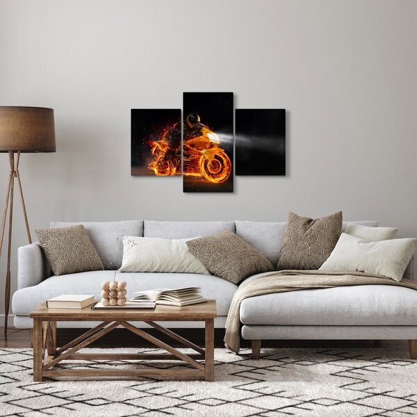 Slika - Motociklist s plamenom (90x60 cm)