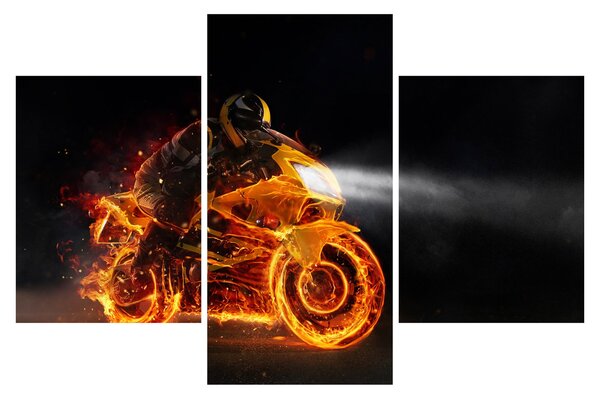 Slika - Motociklist s plamenom (90x60 cm)