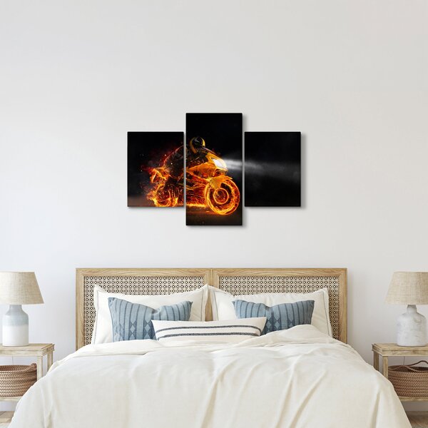 Slika - Motociklist s plamenom (90x60 cm)