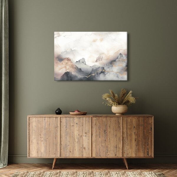 Slika - Planinska apstrakcija s mramornom teksturom (90x60 cm)