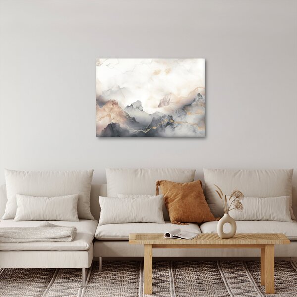 Slika - Planinska apstrakcija s mramornom teksturom (70x50 cm)